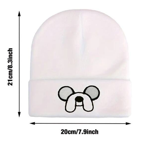 Adventure Time JAKE THE DOG Adult size Winter Knit Beanie Hat - White - Picture 2 of 3